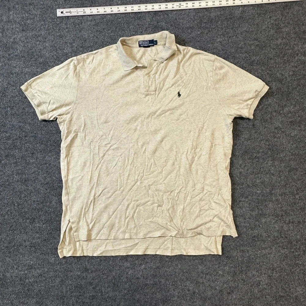 Polo Ralph Lauren Polo Mens Size L Tan Heathered Classic Fit Short Sleeve Pony